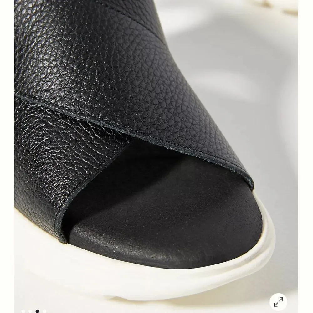 Anthropologie Cross Sport Black Leather Sandals EU 39 8.5-9